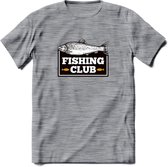 Fishing Club - Vissen T-Shirt | Grappig Verjaardag Vis Hobby Cadeau Shirt | Dames - Heren - Unisex | Tshirt Hengelsport Kleding Kado - Donker Grijs - Gemaleerd - L