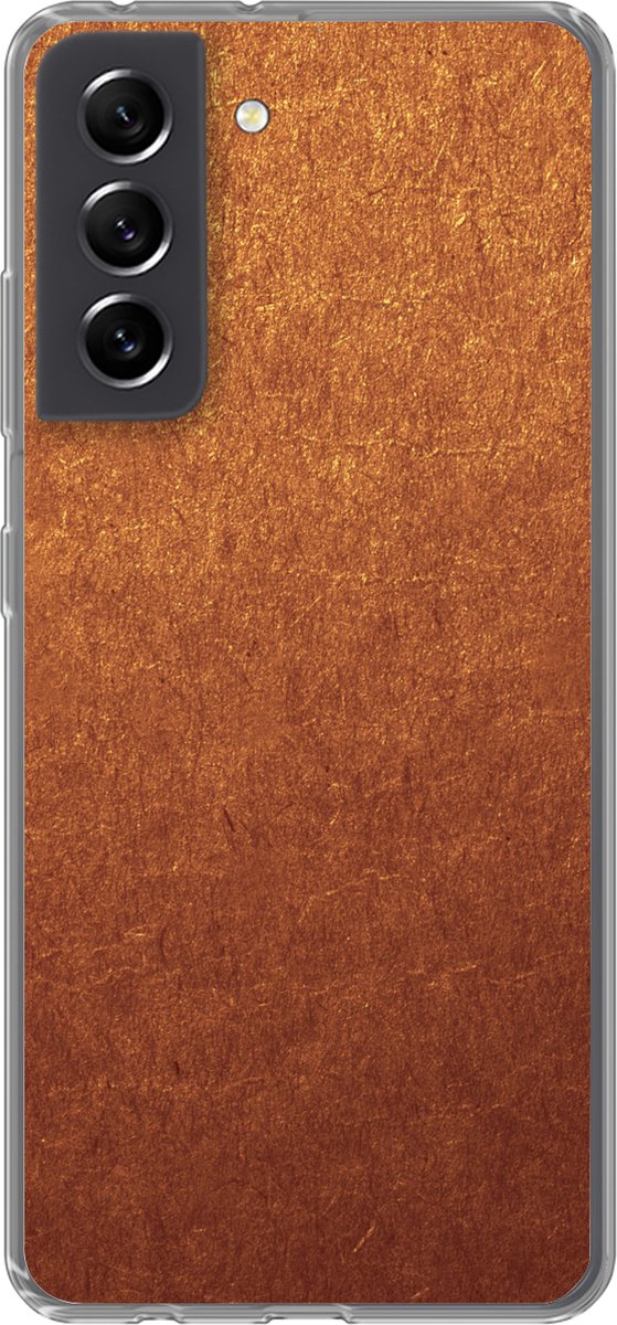 Telefoonhoesje Geschikt voor Samsung Galaxy S21 FE hoesje - Roest print - Bruin - Goud - Siliconen Telefoonhoesje Telefoonhoesje