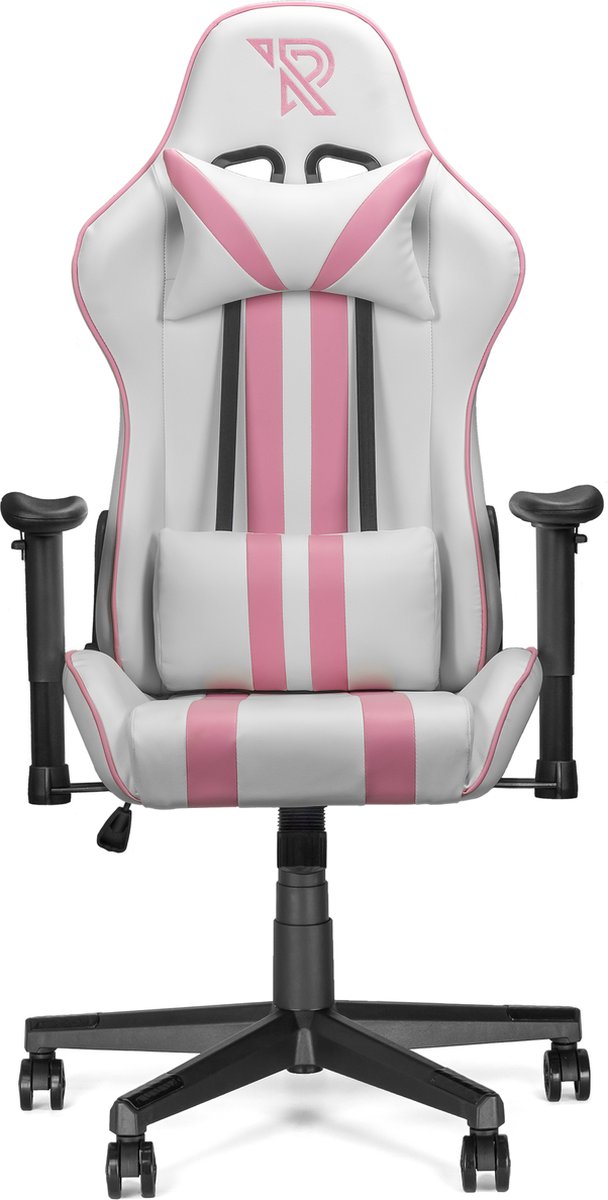 Ranqer Felix Gamestoel - Gaming Chair / Gaming Stoel - Ergonomische Bureaustoel - Verstelbaar armleuningen - Wit / Roze