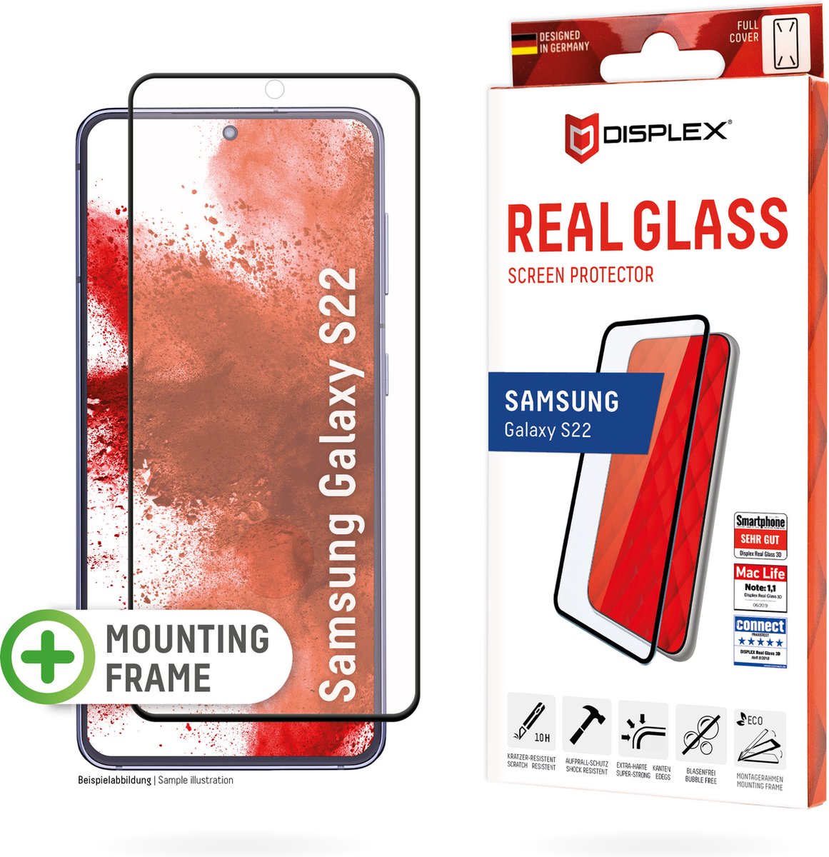 Displex Screenprotector Real Glass Full Cover geschikt voor Samsung Galaxy S22