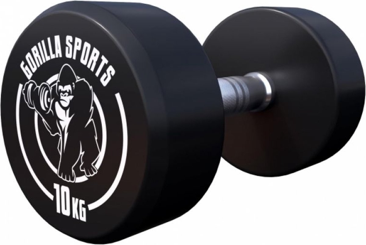 Gorilla Sports Dumbell - 10 kg - Gietijzer (rubber coating) - Met logo