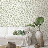 Behang - Blaadjes - Behang Woonkamer - Vliesbehang - Evergreen - 0,53x10m