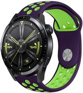 Siliconen Smartwatch bandje - Geschikt voor  Huawei Watch GT 3 46mm sport band - paars/groen - 46mm - Strap-it Horlogeband / Polsband / Armband
