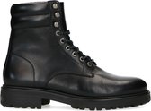 Manfield - Heren - Zwarte leren veterboots - Maat 42