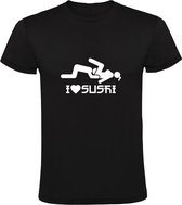 I Love Sushi | Heren T-shirt | Zwart | Vis | Eten | Foreplay | Roleplay | Kink | Fetisj | Plezier | Partner | Valentijnsdag