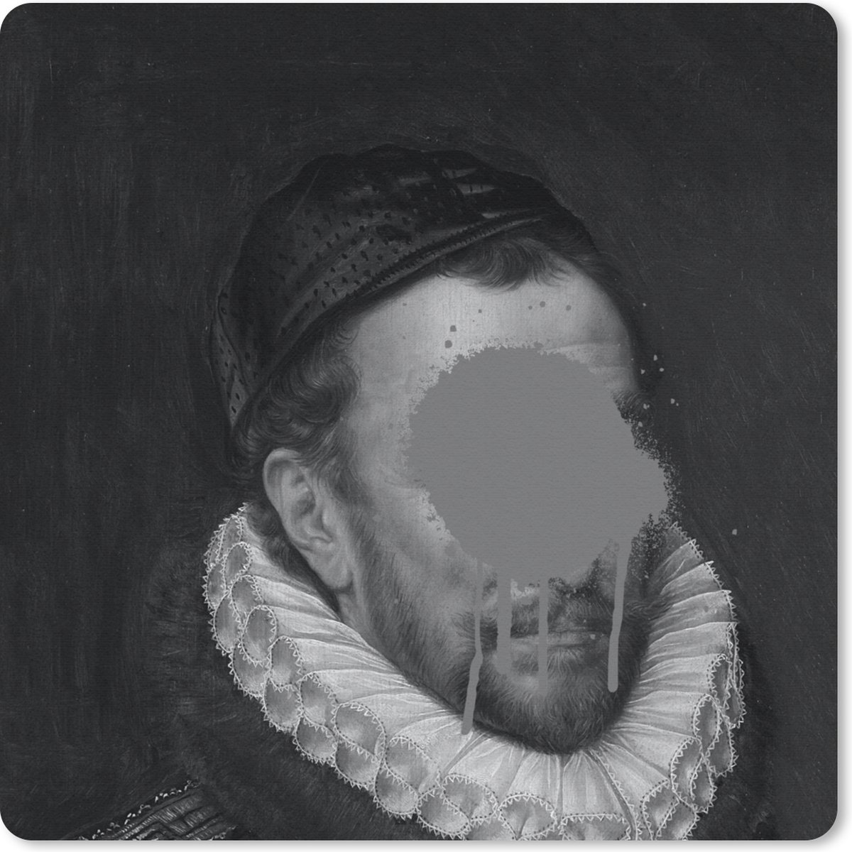 Muismat 20x20 cm - Mousepad Portret van Willem I - Adriaen Thomasz - Zwart - Wit - Muismatten