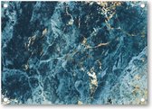 Blauw en Goud - Marmer patroon - Tuinposter 70x50 - Wanddecoratie - Minimalist