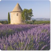 Muismat - Mousepad - Ronde toren bij lavendelveld in Frankrijk - 30x30 cm - Muismatten