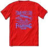 Time To Relax - Vissen T-Shirt | Grappig Verjaardag Vis Hobby Cadeau Shirt | Dames - Heren - Unisex | Tshirt Hengelsport Kleding Kado - Rood - XL