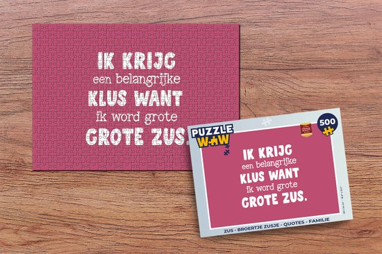 Puzzel Spreuken - Quotes - Ik word grote zus - Zus - Zusje - Broertje