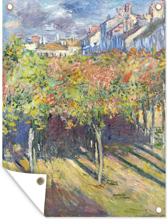 Tuinschilderij The Limes at Poissy - Schilderij van Claude Monet - 60x80 cm - Tuinposter - Tuindoek - Buitenposter