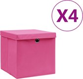 vidaXL Opbergboxen met deksels 4 st 28x28x28 cm roze  VDXL_325204