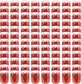 vidaXL Jampotten met wit met rode deksels 96 st 230 ml glas
