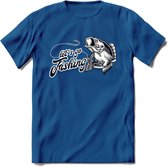 Lets Go Fishing - Vissen T-Shirt | Grappig Verjaardag Vis Hobby Cadeau Shirt | Dames - Heren - Unisex | Tshirt Hengelsport Kleding Kado - Donker Blauw - 3XL