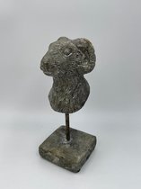 Decoratiebeeld Ram op voet stonegrey grijs steen maat S H20xB7,5CM | 65500 | Home Sweet Home | Stoer & Sober Woonstijl