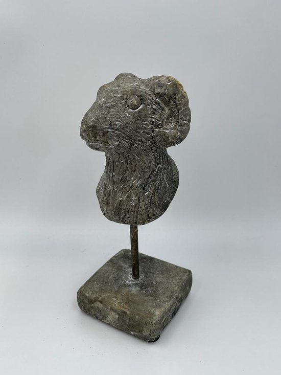 Décoration statue Ram sur pied stonegrey gris pierre taille S H20xL7.5CM | 65500 | Accueil Sweet Home | Style de vie robuste et sobre