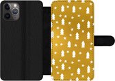 Bookcase Geschikt voor iPhone 11 Pro telefoonhoesje - Kerstboom - Sterren - Goud - Met vakjes - Wallet case met magneetsluiting