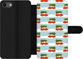 Bookcase Geschikt voor iPhone SE 2020 telefoonhoesje - Kerst - Kerstboom - Patronen - Met vakjes - Wallet case met magneetsluiting