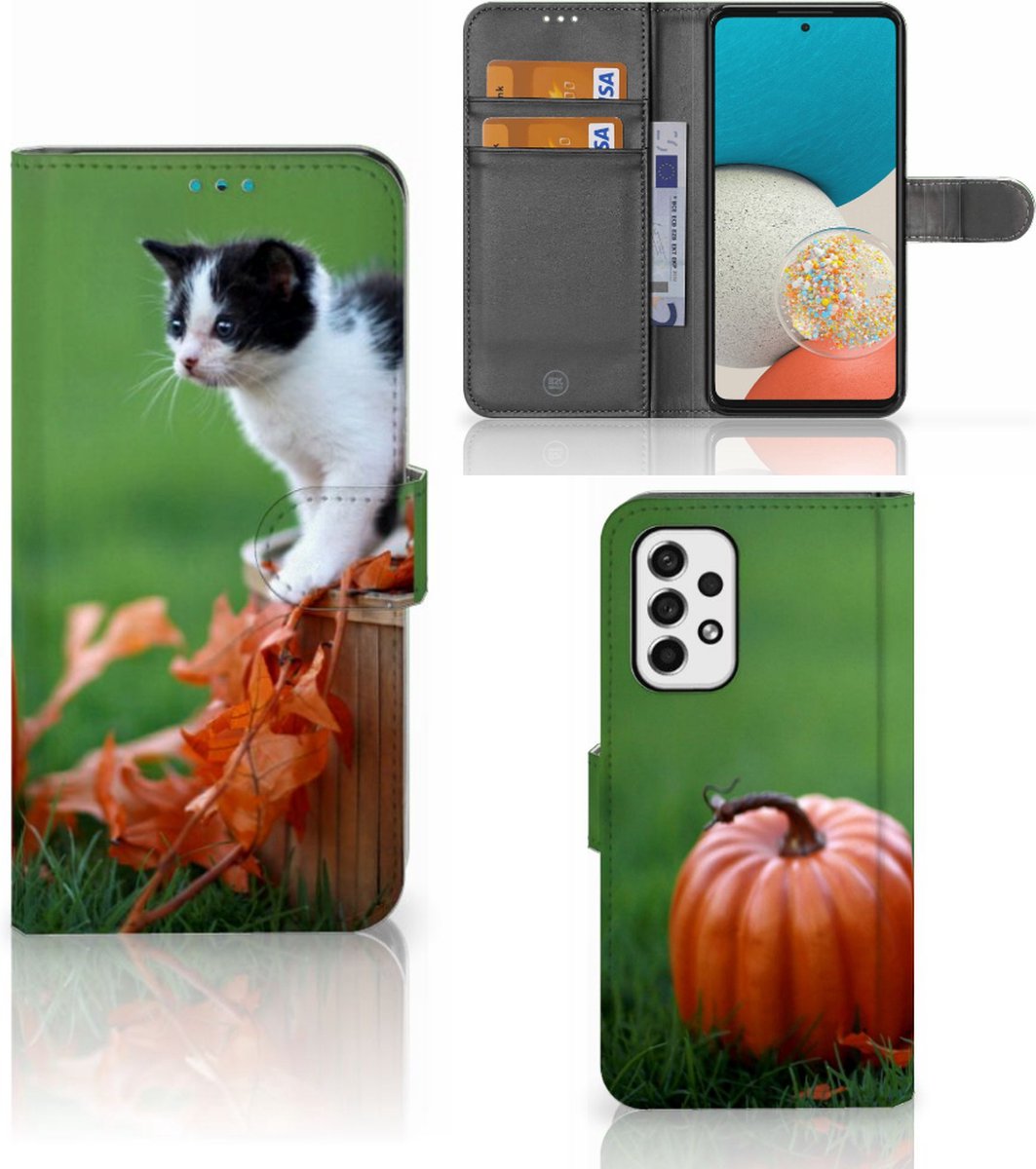 Samsung Galaxy A53 Telefoonhoesje met Pasjes Kitten