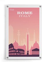 Walljar - Rome Roze Skyline - Muurdecoratie - Plexiglas schilderij