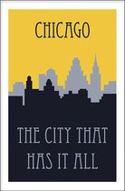 Walljar - Chicago Skyline - Muurdecoratie - Poster met lijst