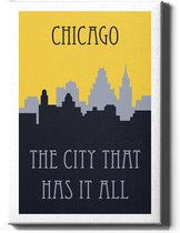 Walljar - Chicago Skyline - Muurdecoratie - Canvas schilderij
