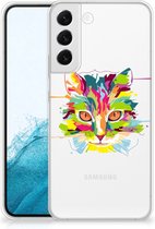 Mobiel Case Geschikt voor Samsung Galaxy S22 Plus GSM Hoesje Doorzichtig Cat Color