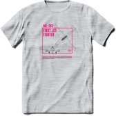 ME-262 Vliegtuig T-Shirt | Unisex leger Kleding | Dames - Heren Straaljager shirt | Army F16 | Grappig bouwpakket Cadeau | - Licht Grijs - Gemaleerd - XL