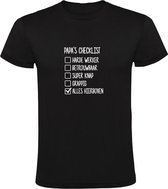 Papa's Checklist | Heren T-shirt | Zwart | To do lijst | Vader | Vaderdag | Abraham | Opa | Werk | Betrouwbaar | Super Knap | Grappig | Humor