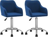 vidaXL Eetkamerstoelen 2 st draaibaar stof blauw