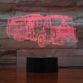 Lampe Led 3D Avec Gravure - RVB 7 Couleurs - Pompiers Auto
