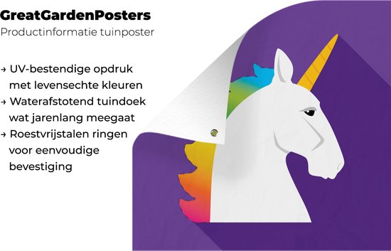 Illustration pour enfants Licorne sur fond violet affiche de jardin toile en vrac 50x50 cm - petit - Toile de jardin / Toile d'extérieur / Peintures pour l'extérieur (décoration de jardin)