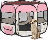 vidaXL Hondenren inklapbaar met draagtas 90x90x58 cm roze