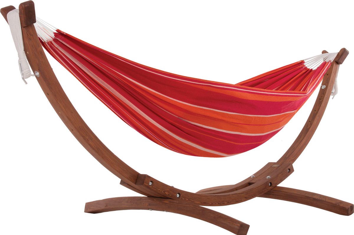 Vivere Double Katoen Hangmat met massief houten standaard (250 CM) - Mimosa