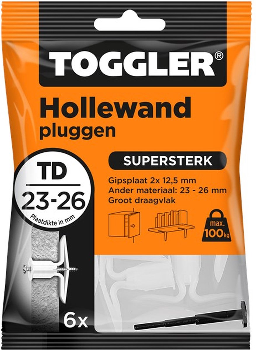 Toggler Hollewandplug TD 23-26 mm - 6 Stuks