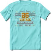 25 Jaar Legend T-Shirt | Goud - Zilver | Grappig Verjaardag Cadeau | Dames - Heren | - Licht Blauw - XL