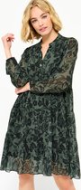 LOLALIZA Babydoll jurk met bloemenprint - Khaki - Maat 34