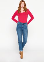 LOLALIZA T-shirt met lange mouwen en ronde hals - Fuchsia - Maat S