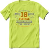 16 Jaar Legend T-Shirt | Goud - Zilver | Grappig Verjaardag Cadeau | Dames - Heren | - Groen - M