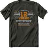 12 Jaar Legend T-Shirt | Goud - Zilver | Grappig Verjaardag Cadeau | Dames - Heren | - Donker Grijs - XXL