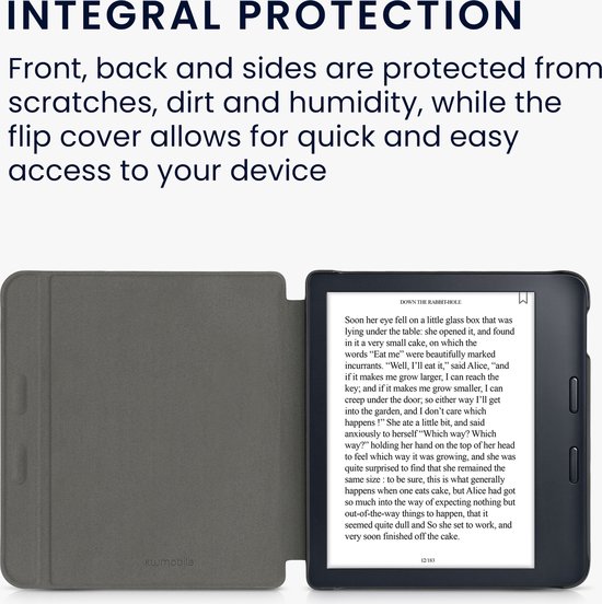 kwmobile e-reader hoesje geschikt voor Kobo Libra 2 hoes - Ereader flip case met standaard - Kunstleren e reader cover - Opkomende Zon design in grijs van Merkloos — afbeelding 5