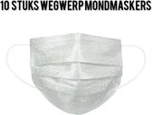 Glitter wegwerp mondmaskers - Zilver - per 10 stuks