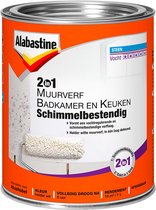 Bol.com Alabastine 2 In 1 Badkamer en Keuken Muurverf - Wit - 1 liter aanbieding