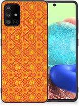 Smartphone Hoesje Geschikt voor Samsung Galaxy A71 Cover Case met Zwarte rand Batik Orange