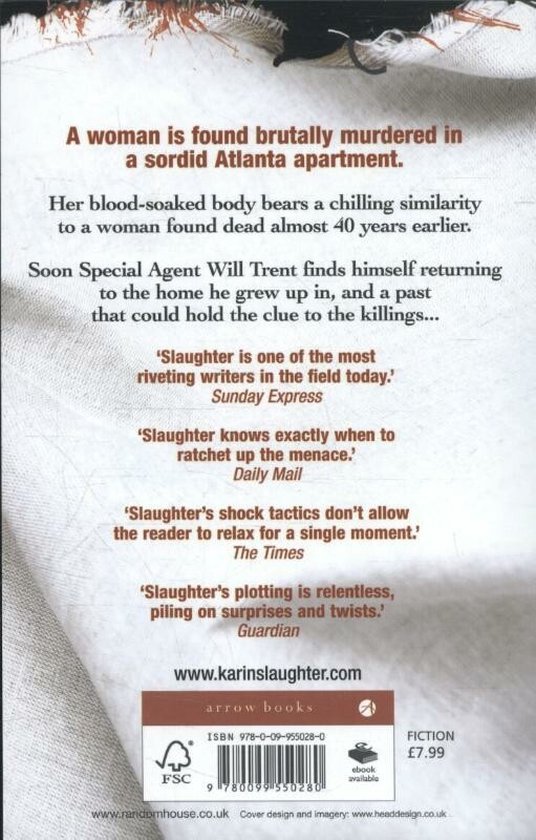 Achterkant van het boek 'Criminal' van Karin Slaughter. Bevat citaten en productinformatie.