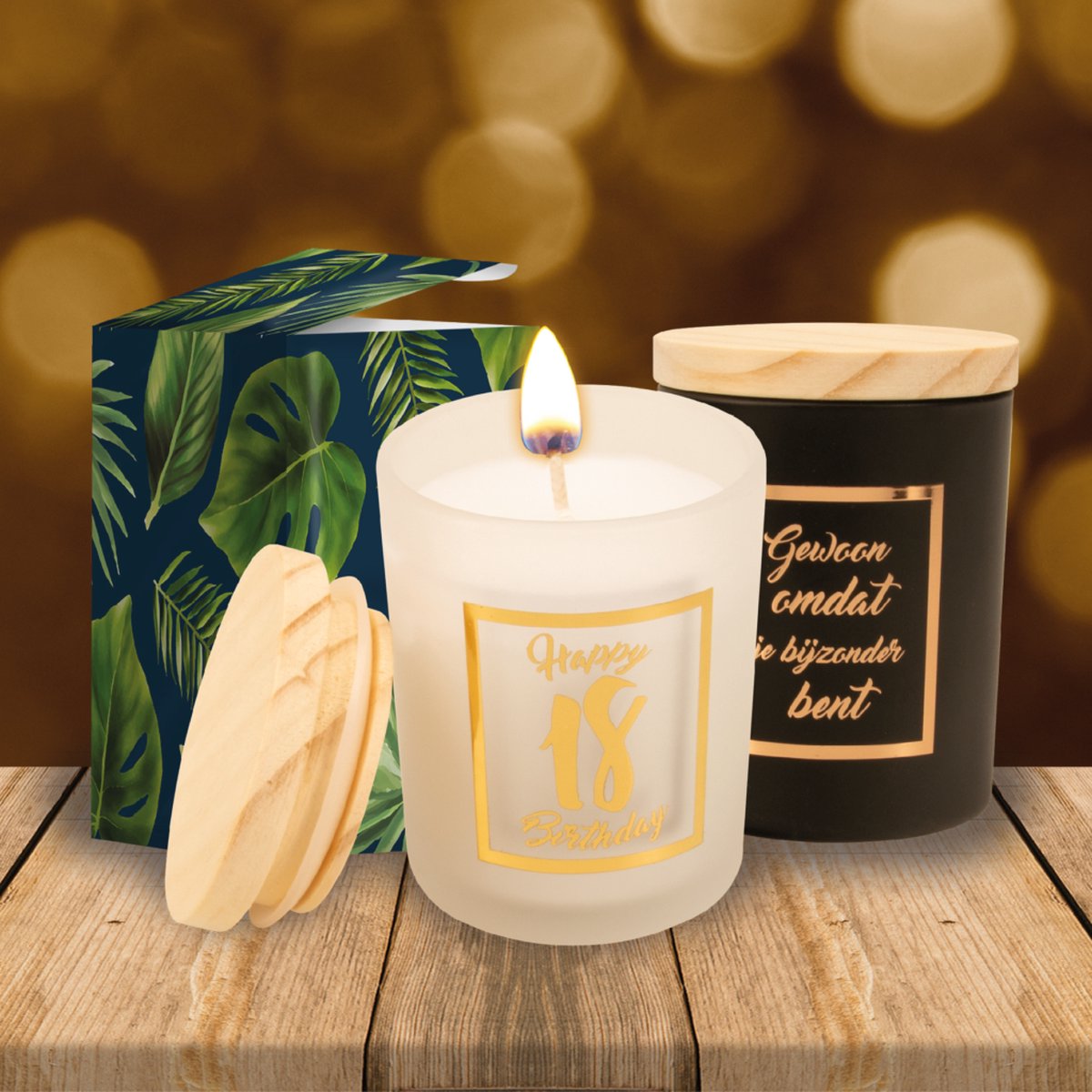 Geurkaars - White/gold - I love you to the moon and back - In cadeauverpakking — cadeau in Wonen & Interieur - foto 2