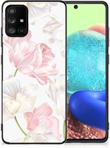 Back Case TPU Siliconen Hoesje Geschikt voor Samsung Galaxy A71 GSM Hoesje met Zwarte rand Mooie Bloemen