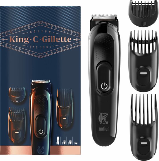 Gillette King C - Baardtrimmer - Draadloos - 3 opzetstukken - 1st