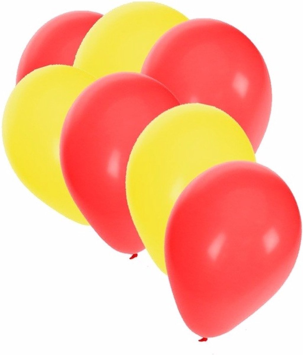 Party ballonnen - 30x stuks - geel en rood - 27 cm - feestartikelen - gele / rode versiering