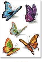 Tattoo 3D butterflies - plaktattoo - tijdelijke tattoo - 14.8 cm x 10.5 cm (L x B)